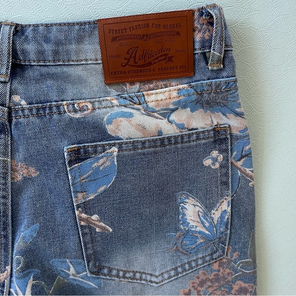 Wide Leg Flower Print Boyfriend Jeans Sz 30 - Picture 6 of 12